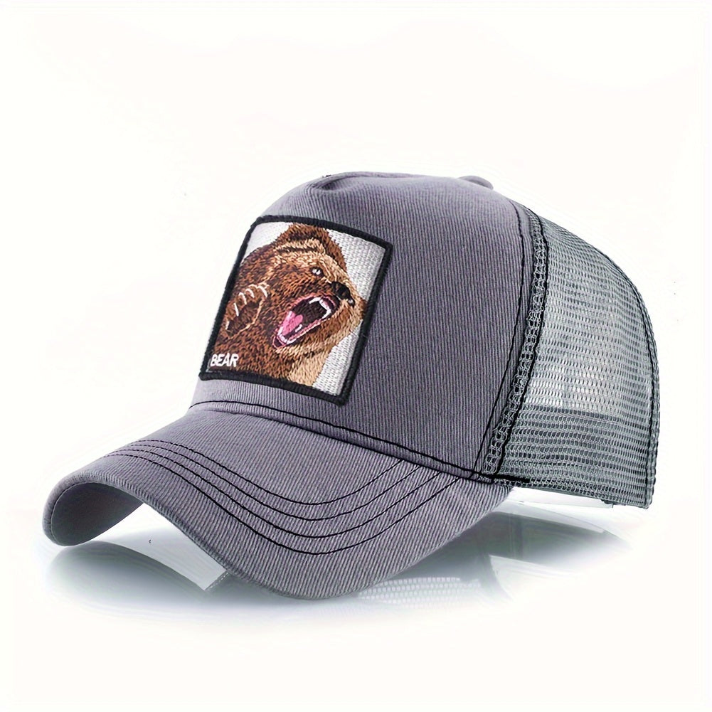 Trendy Bear Embroidered Baseball Cap - Fashionable Sunshade Hip-hop Cap for Men and Women - Breathable, Summer, Truck Driver, Duck Tongue Design, Unisex, Adjustable