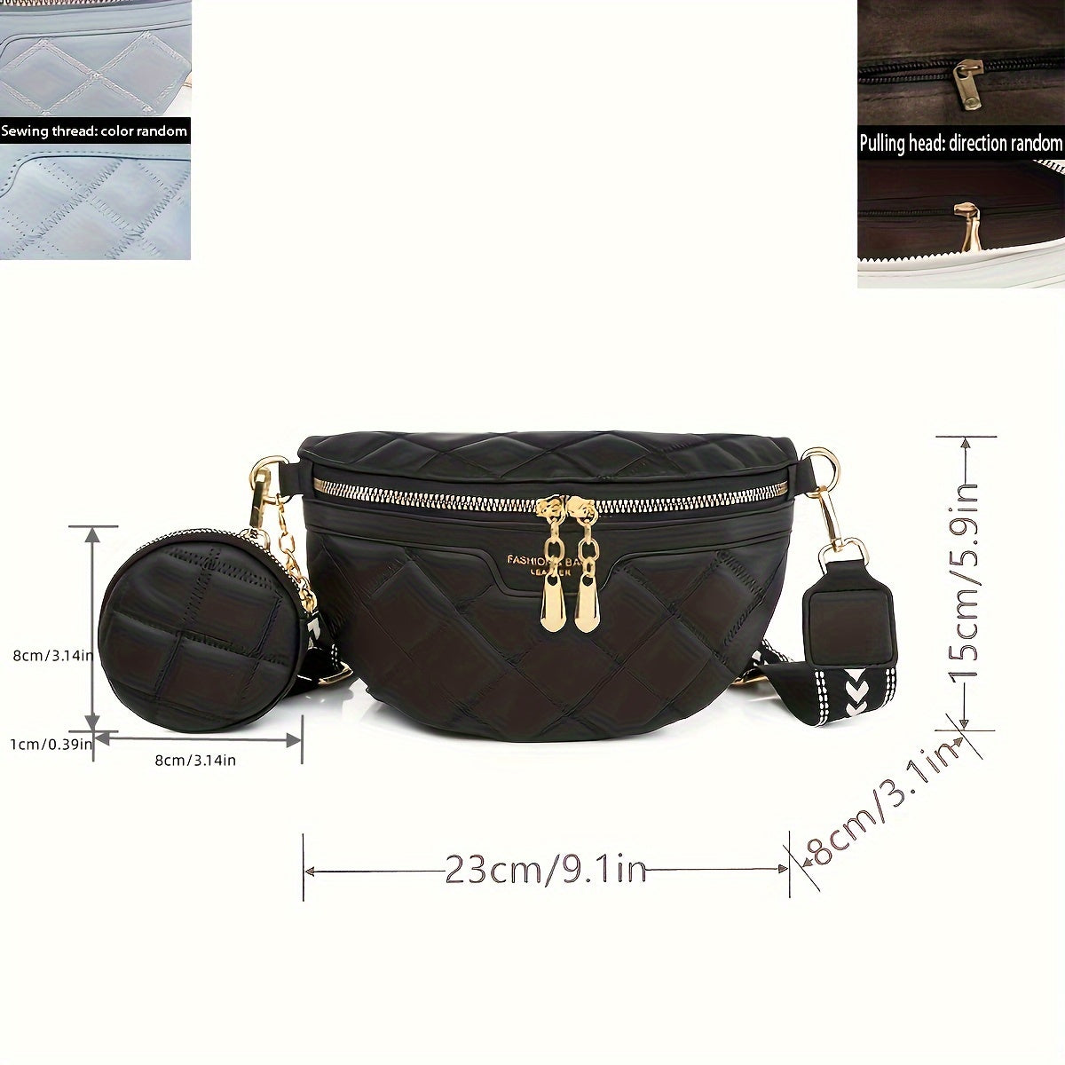 Argyle Quilted Belt Bag with Coin Purse, Trendy Travel Crossbody Bag, Women&Apos;S Faux Leather Chest Bag