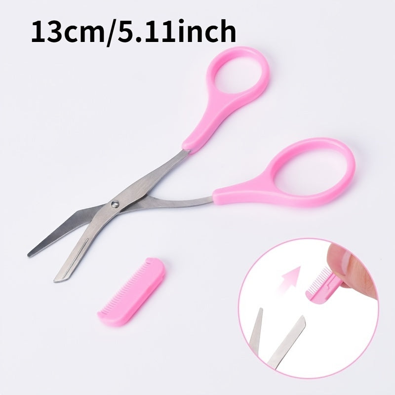 [Stainless Steel Eyebrow Trimmer] Stainless Steel Eyebrow Trimmer Scissor With Comb | Lady Woman Men Hair Removal Grooming Shaping | Eyebrow Remover Makeup Tool