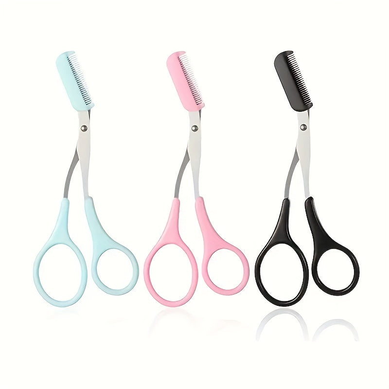[Stainless Steel Eyebrow Trimmer] Stainless Steel Eyebrow Trimmer Scissor With Comb | Lady Woman Men Hair Removal Grooming Shaping | Eyebrow Remover Makeup Tool