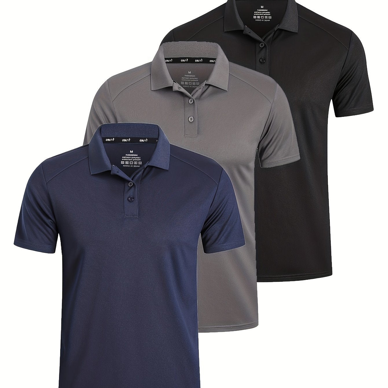 3 Pack Men'S Golf Polo Shirts Casual Short Sleeve Quick-Dry Athletic Solid Color Golf T-Shirt Moisture Wicking Shirts Tees Tops for Men