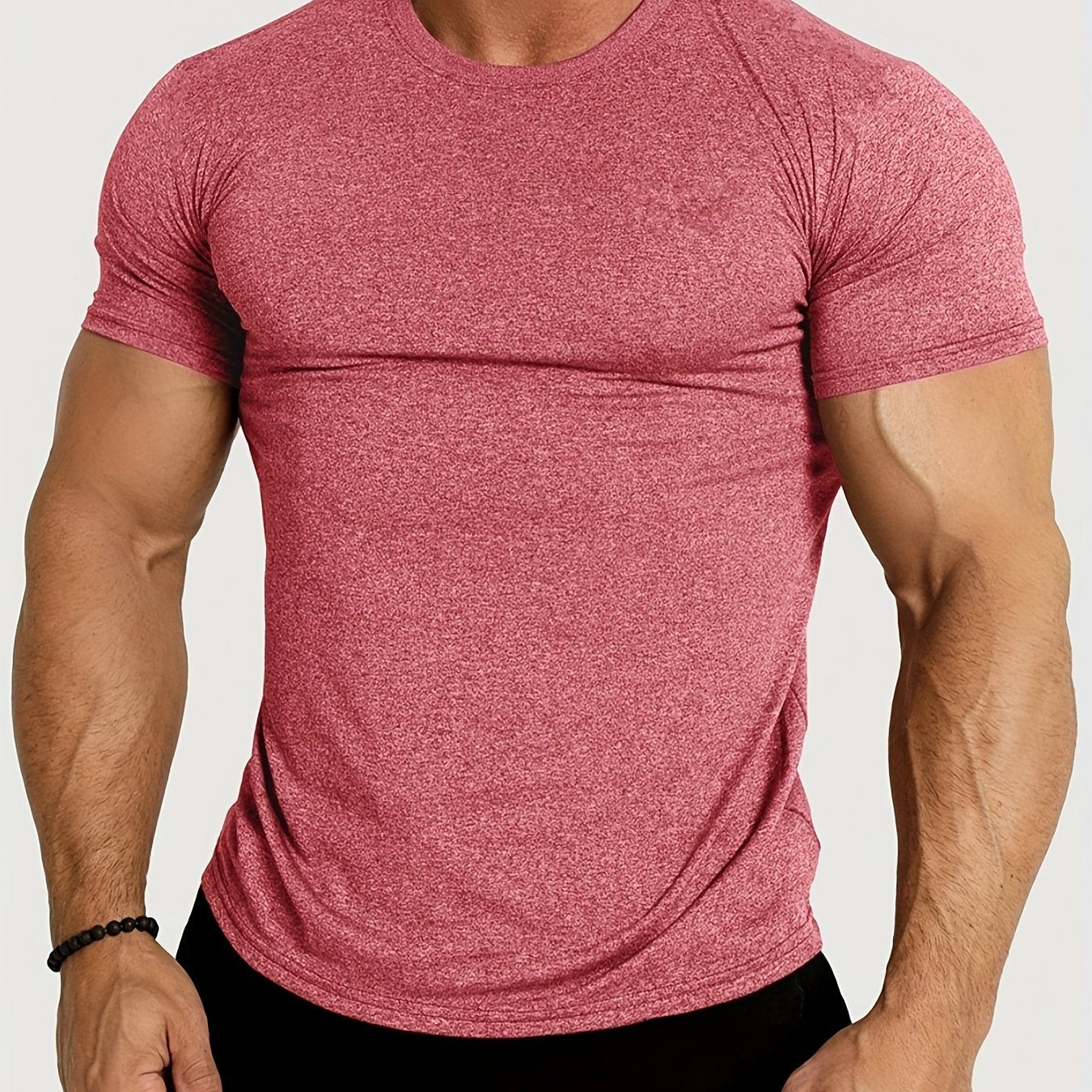 Summer Fitness Essential - Mens Quick-Drying, Breathable, Medium Stretch Polyester Short Sleeve Crew Neck T-Shirt for Sports and Casual Wear - Machine Washable, Perfect Gift for Him