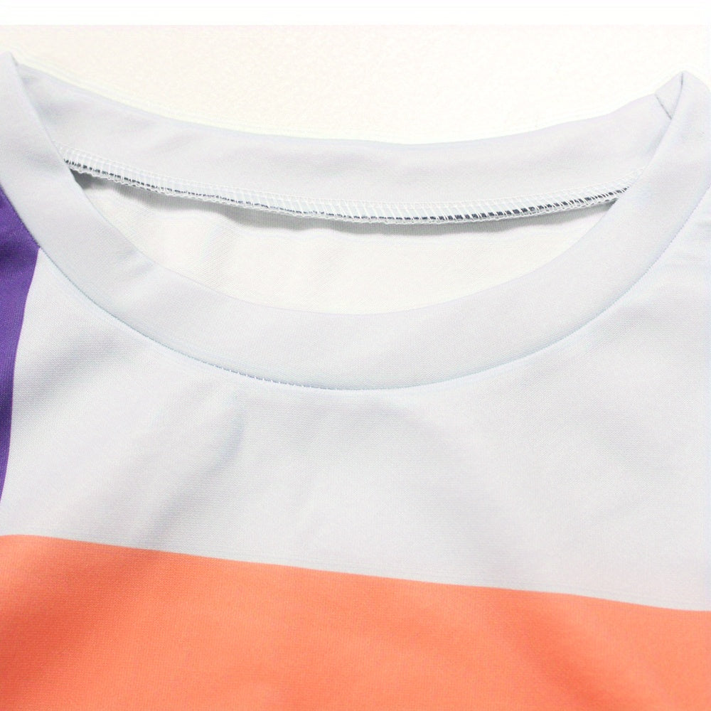 Women's Color Block Letter Print Sweatshirt - Cozy Long Sleeve Crew Neck for Fall & Winter
