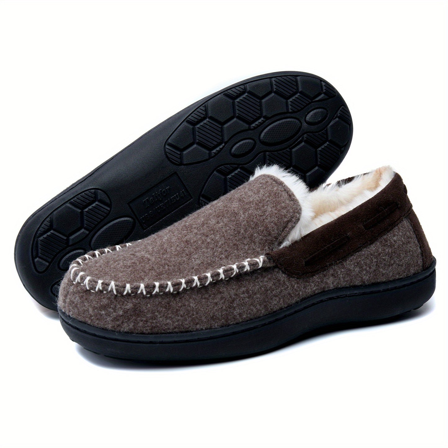 Moc Toe Home Slippers Soft Plush Cozy House Slippers Anti-skid Slip-on Shoes Indoor For Men Winter Shoes