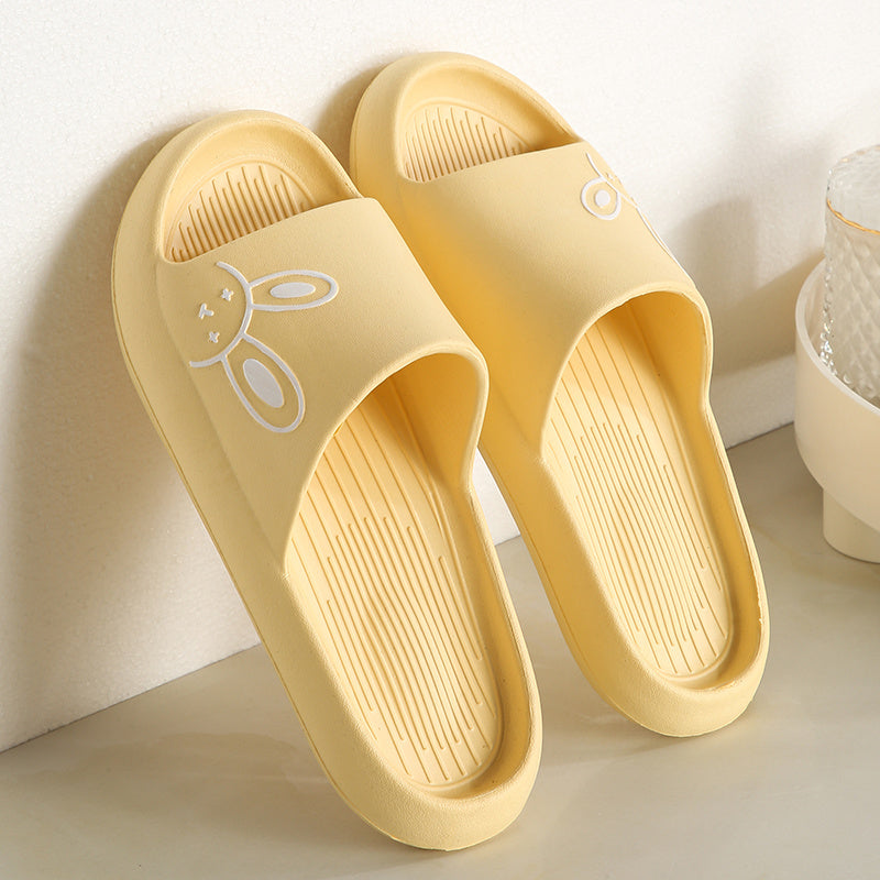 Ultra-Comfy Womens Kawaii Rabbit Pillow Slides - Soft Non-slip EVA Open Toe Slippers for Indoor Home Relaxation - Durable & Quick-dry Bathroom Slippers