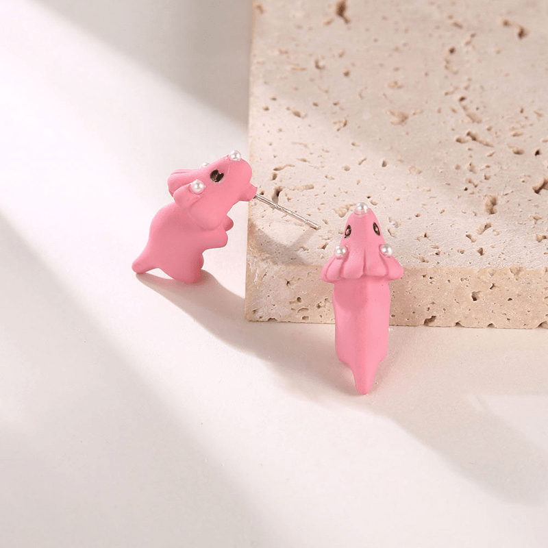 Charming Metal Cartoon Animal Earrings - Cute Dinosaur, Puppy & Whale Designs for Men and Women - Perfect Party Favors & Gifts, Clay Bite, Fashion Accessories