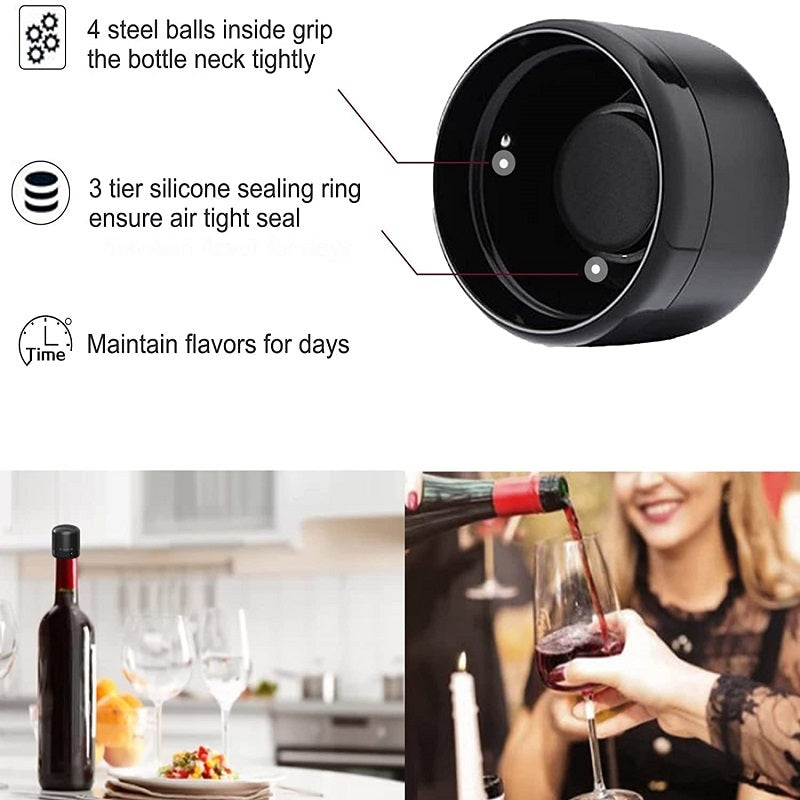 10x Leak-Proof Vacuum Wine Stoppers - Reusable Champagne Bottle Sealer Caps with Secure Lid, Durable Plastic for Wine & Champagne Preservation, Ideal for Home Bar, Kitchen, and Restaurant Use, Wine Bottle Sealer, Kitchen Esse