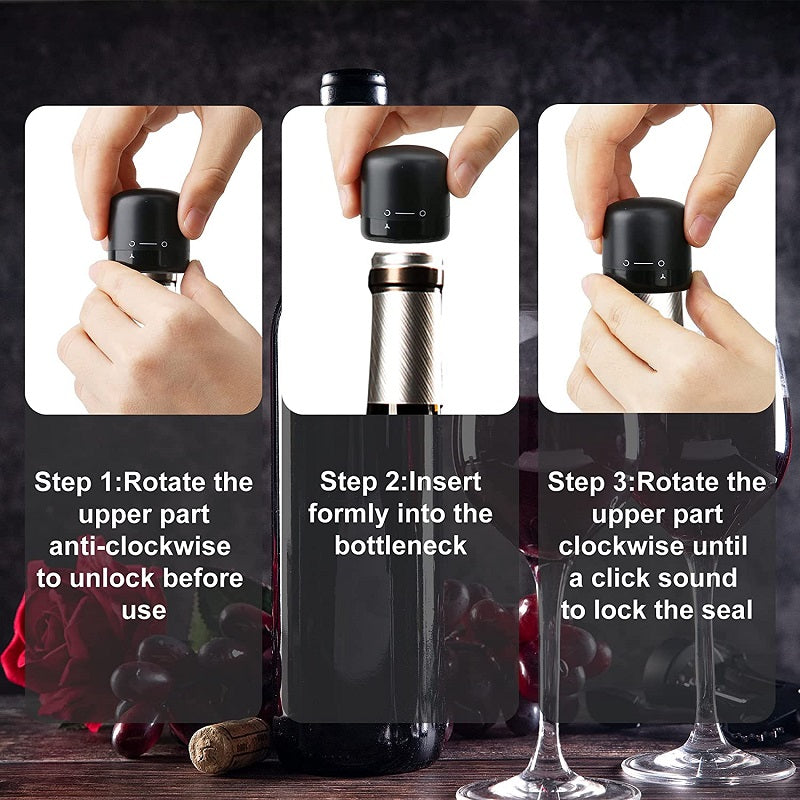 10x Leak-Proof Vacuum Wine Stoppers - Reusable Champagne Bottle Sealer Caps with Secure Lid, Durable Plastic for Wine & Champagne Preservation, Ideal for Home Bar, Kitchen, and Restaurant Use, Wine Bottle Sealer, Kitchen Esse
