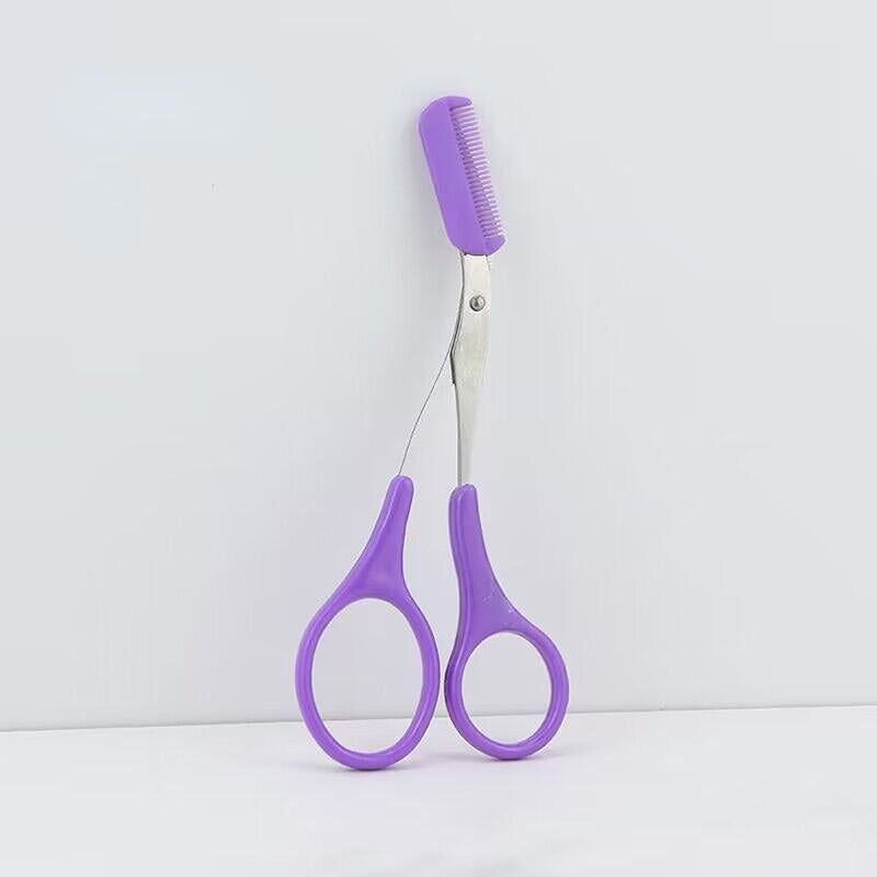 [Stainless Steel Eyebrow Trimmer] Stainless Steel Eyebrow Trimmer Scissor With Comb | Lady Woman Men Hair Removal Grooming Shaping | Eyebrow Remover Makeup Tool