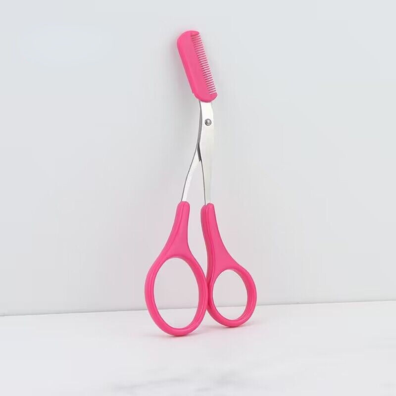 [Stainless Steel Eyebrow Trimmer] Stainless Steel Eyebrow Trimmer Scissor With Comb | Lady Woman Men Hair Removal Grooming Shaping | Eyebrow Remover Makeup Tool