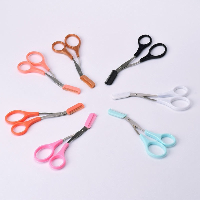 [Stainless Steel Eyebrow Trimmer] Stainless Steel Eyebrow Trimmer Scissor With Comb | Lady Woman Men Hair Removal Grooming Shaping | Eyebrow Remover Makeup Tool