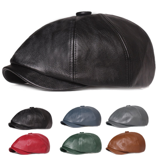 100.00% PU Leather Octagonal Cap Unisex Berets Forward Newsboy Hats - Stylish & Durable - For Men & Women - Perfect for Autumn/Winter - Great Gift for Fashion Lovers