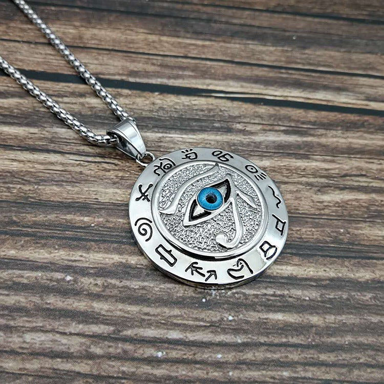 1pc Ancient Egyptian The Eye of Horus Pendant Necklace Hip Hop Men's Accessory The Eye Of Horus Eagle Head God Eye Necklace