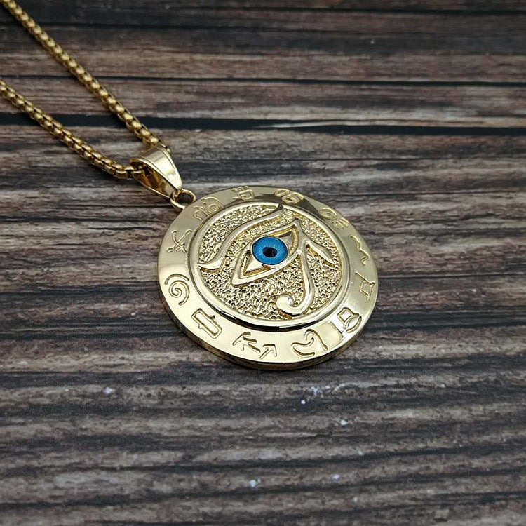 1pc Ancient Egyptian The Eye of Horus Pendant Necklace Hip Hop Men's Accessory The Eye Of Horus Eagle Head God Eye Necklace