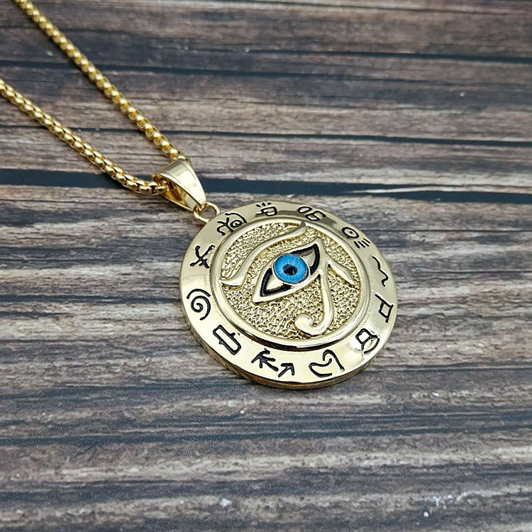1pc Ancient Egyptian The Eye of Horus Pendant Necklace Hip Hop Men's Accessory The Eye Of Horus Eagle Head God Eye Necklace