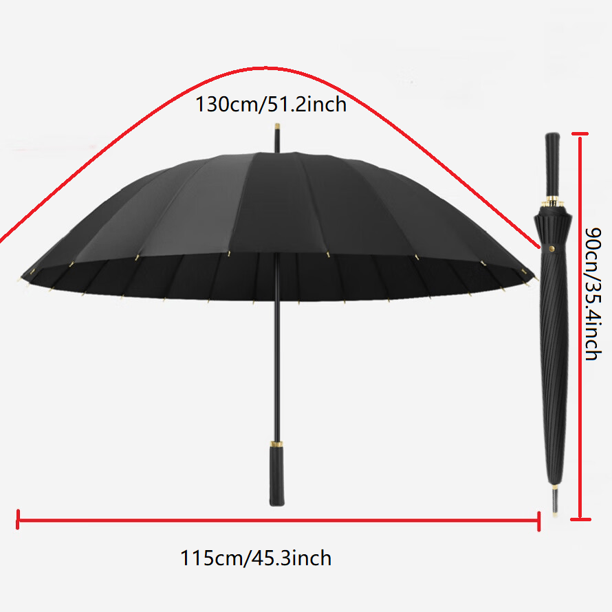 Unbreakable 24-Rib Automatic Umbrella - Super Large, Windproof & Waterproof - Compact for Men & Women - Comfortable Long Handle