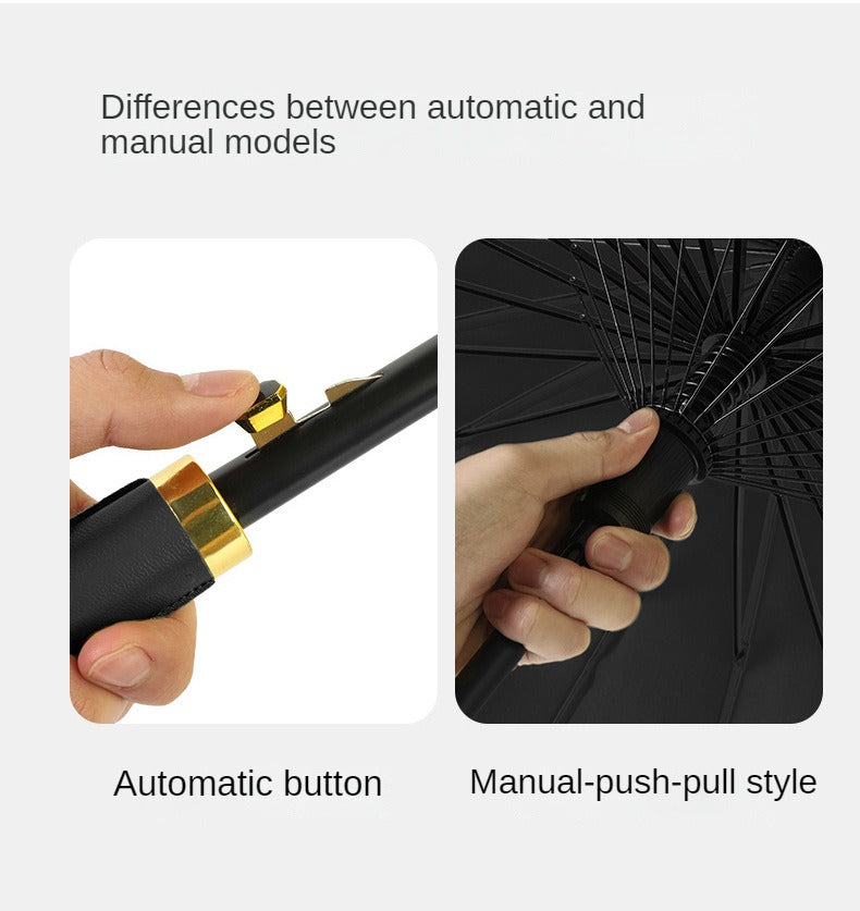 Unbreakable 24-Rib Automatic Umbrella - Super Large, Windproof & Waterproof - Compact for Men & Women - Comfortable Long Handle