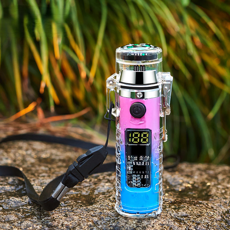 Rechargeable Electric Lighter - LED Intelligent Compass, Double Arc Flameless Fire, USB Powered, Portable, Water-Resistant, LED Flashlight, Exquisite Gift for Outdoor Enthusiasts, Men and Women, Perfect for Survival, Camping,