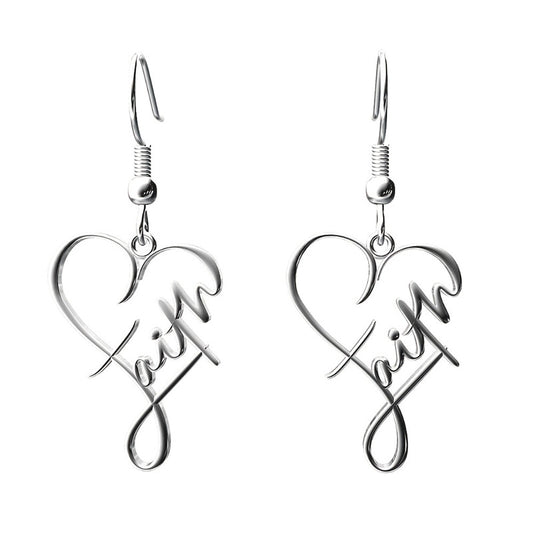 Stainless Steel Cross Heart Pendant Earrings Design Creative Elegant Dangle Earrings Silvery Plated Jewelry Women Gift, Perfect for Winter, New Year