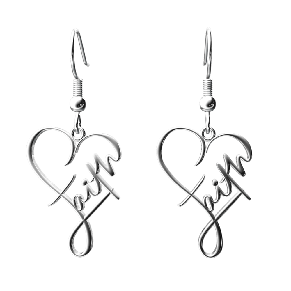 Stainless Steel Cross Heart Pendant Earrings Design Creative Elegant Dangle Earrings Silvery Plated Jewelry Women Gift, Perfect for Winter, New Year