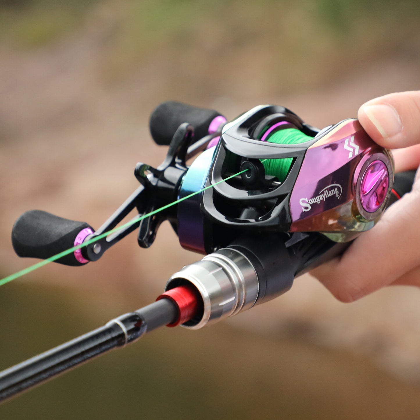 Sougayilang [Basic Style ] Fishing Tackle Set, Including 6ft/1.8m 5-Sections Carbon Fiber Fishing Rod, Colorful 7.2: Gear Ratio Fishing Reel, Fish Line, Fishing Bait And Other Accessories
