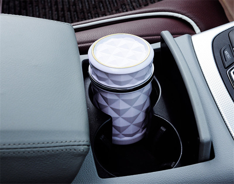Car Ashtray With LED Light Rhinestone Ashtray Car Smokeless Smoke Cup Holder Storage Auto Accessories