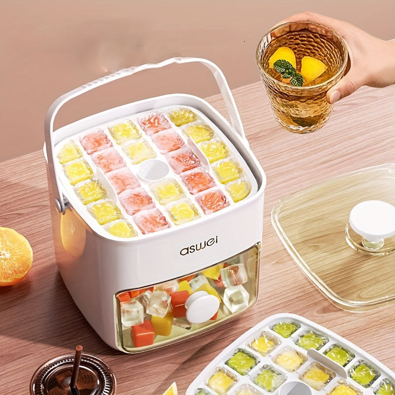 2pcs Easy Pressure Ice Maker-Large Capacity, Food Grade Plastic Ice Cube Tray, Creating Perfect Ice Cubes and Frozen Balls-Kitchen Essential Gadgets
