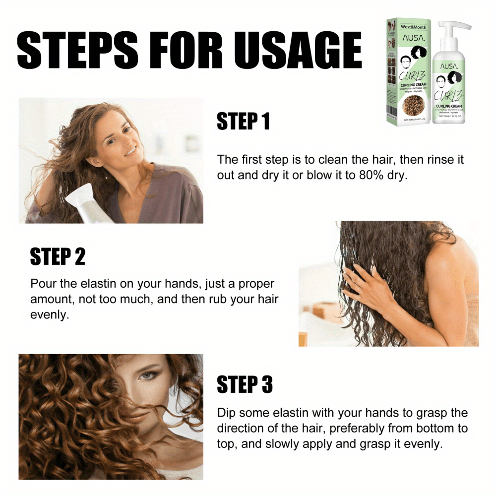 6pcs Curls Boost Defining Cream, Curly Hair Cream, Moisturizing curly hair elastin, Moisturizing Curl Conditioner Cream, Professional Styling Gel, Curls Boost Defining Cream for Curls, for Wavy & Curly Hair Products