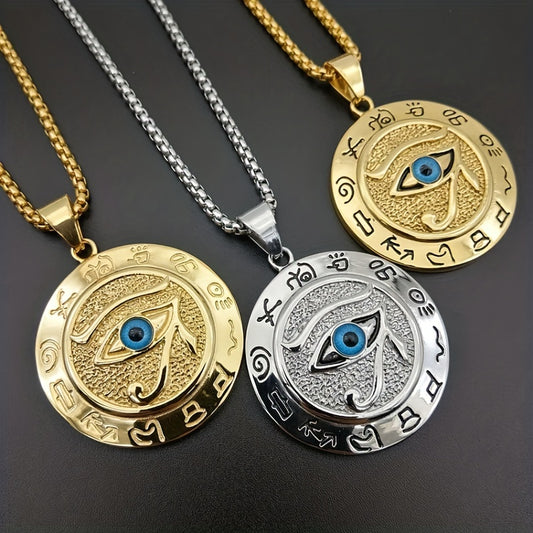 1pc Ancient Egyptian The Eye of Horus Pendant Necklace Hip Hop Men's Accessory The Eye Of Horus Eagle Head God Eye Necklace