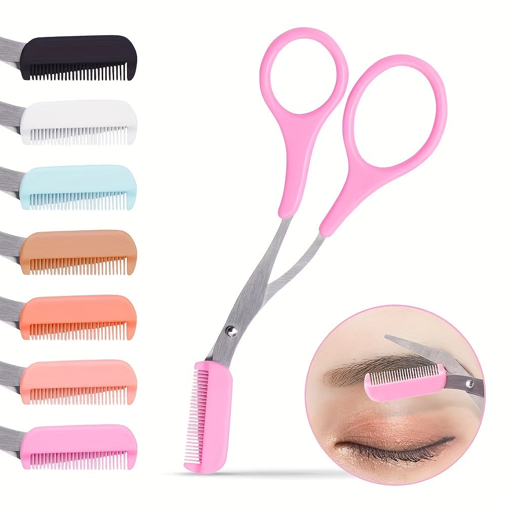 [Stainless Steel Eyebrow Trimmer] Stainless Steel Eyebrow Trimmer Scissor With Comb | Lady Woman Men Hair Removal Grooming Shaping | Eyebrow Remover Makeup Tool