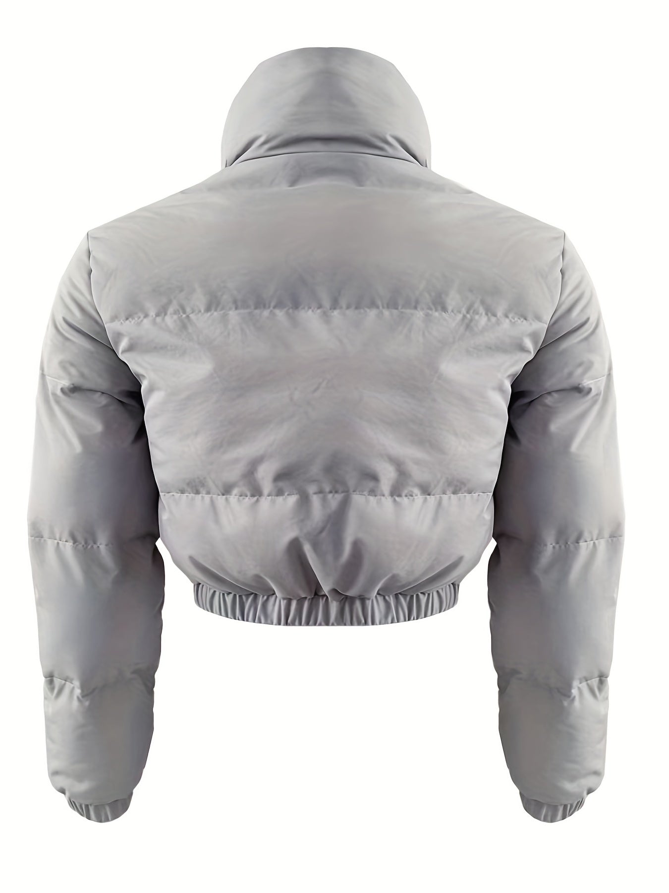 Zip Up Solid Parka, Casual Long Sleeve Winter Warm Outerwear, Women's Clothing