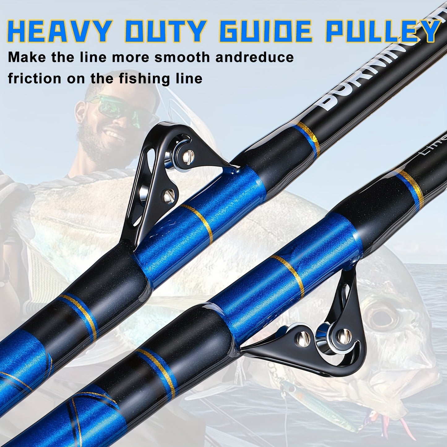 Sougayilang Heavy-Duty Carbon Fiber Boat Fishing Rod - Blue, Ambidextrous Grip for Deep Sea & Trolling, Fish Rod, Boat Rod, Deep Sea, Heavy-duty, Best for Christmas, Perfect for Thanksgiving