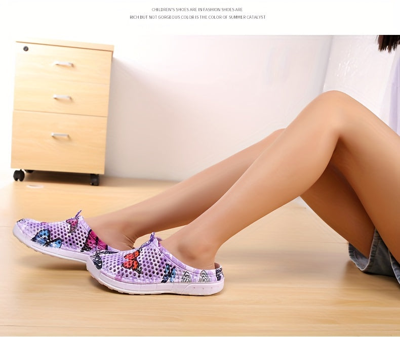 Women's Fashion Butterfly Pattern Hole Slippers, Summer Non-slip Beach Slippers for Koningsdag/King's Day