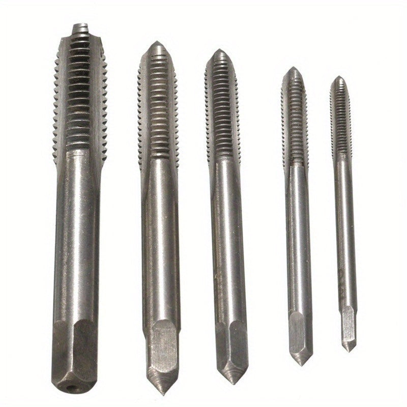 5pcs Stainless Steel Tap and Die Set with Chrome-Plated Wrench - Precision Thread Cutting Tools for Metalworking and Gear Repair, Ideal for Projects, Metalworking Tools|Sleek Metallic Finish|Durable Construction, Metalworking