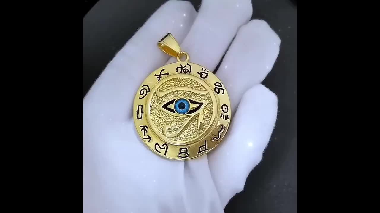 1pc Ancient Egyptian The Eye of Horus Pendant Necklace Hip Hop Men's Accessory The Eye Of Horus Eagle Head God Eye Necklace