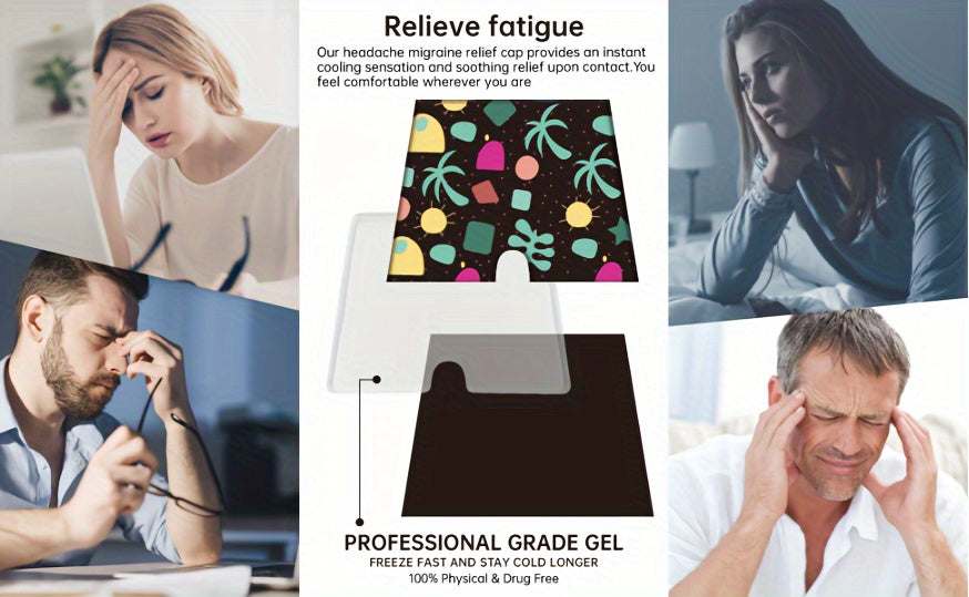 Headache Relief Cap, Migraine Ice Pack Mask Products, Women Cooling Gel Hat, Face Cold Compress Head Wrap for Her Stress. Great Birthday Gift for Mom, Sister, Grandma, Girlfriend, & Teacher