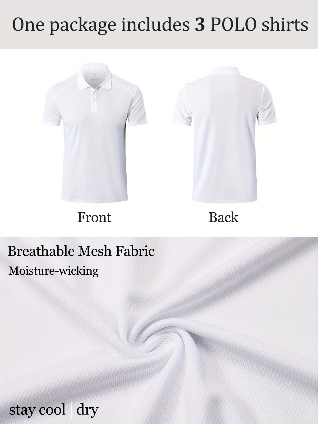 3 Pack Men'S Golf Polo Shirts Casual Short Sleeve Quick-Dry Athletic Solid Color Golf T-Shirt Moisture Wicking Shirts Tees Tops for Men
