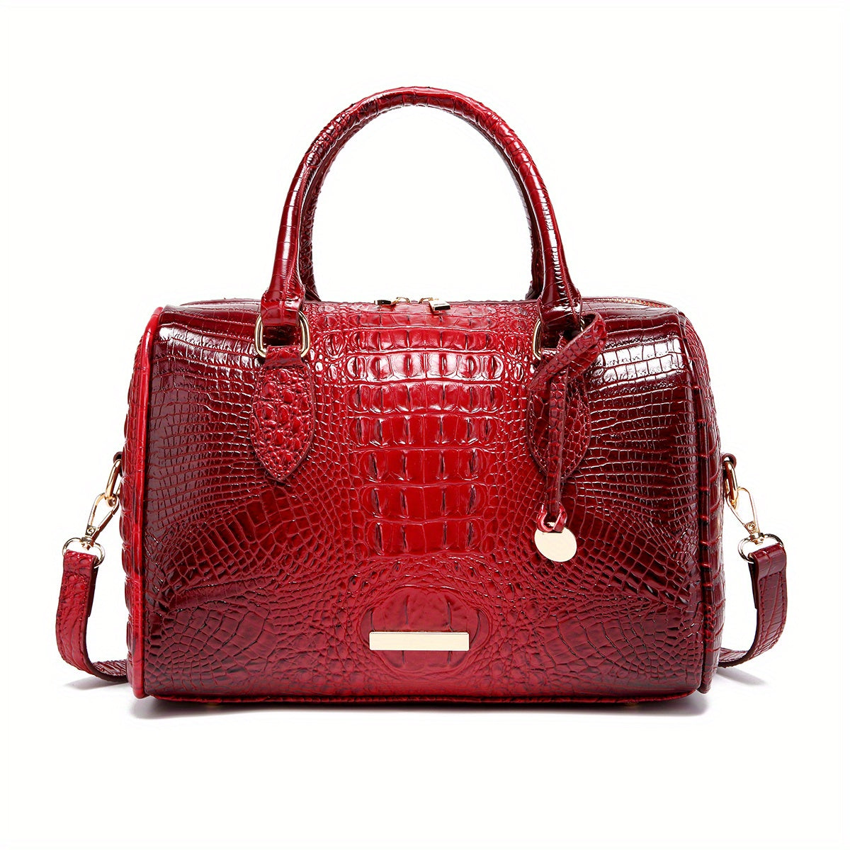 Crocodile Pattern Luxury Crossbody Bag, Top Handle Bag Purse, Classic Fashion Versatile Shoulder Bag