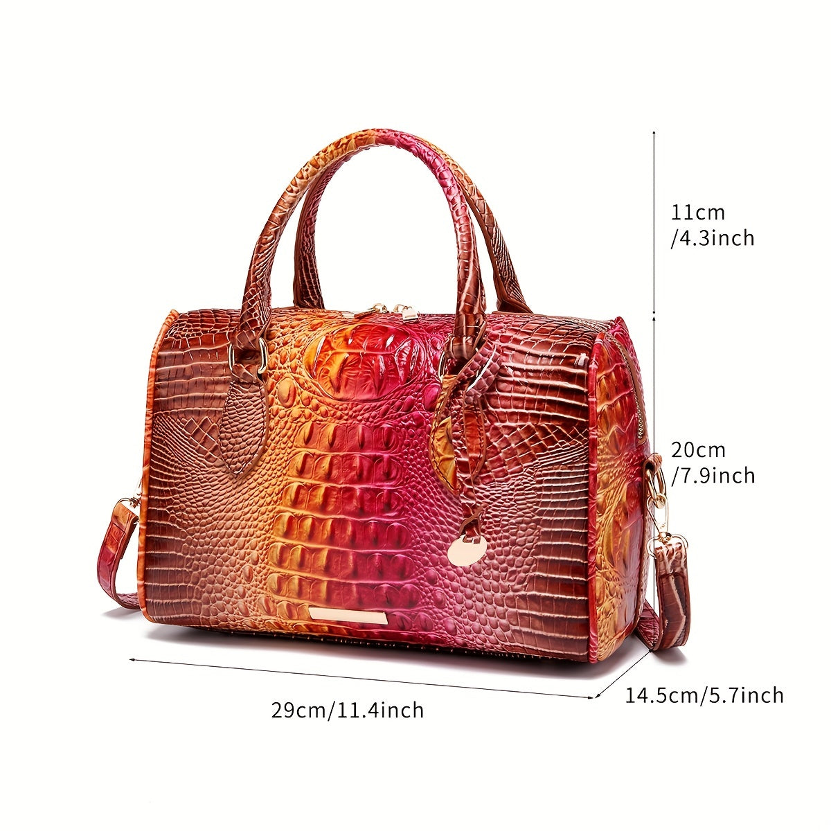Crocodile Pattern Luxury Crossbody Bag, Top Handle Bag Purse, Classic Fashion Versatile Shoulder Bag