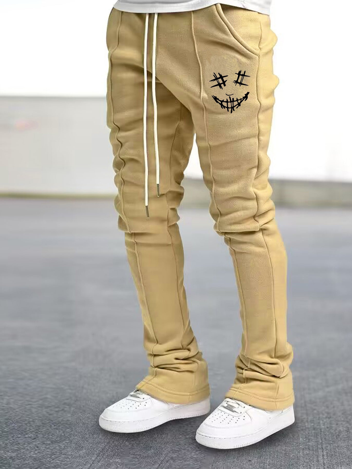Joyful Face Series Men's Casual Long Pants, Thin and Breathable Men's Trousers, Streetwear Brand Pants, Hip-Hop Pants