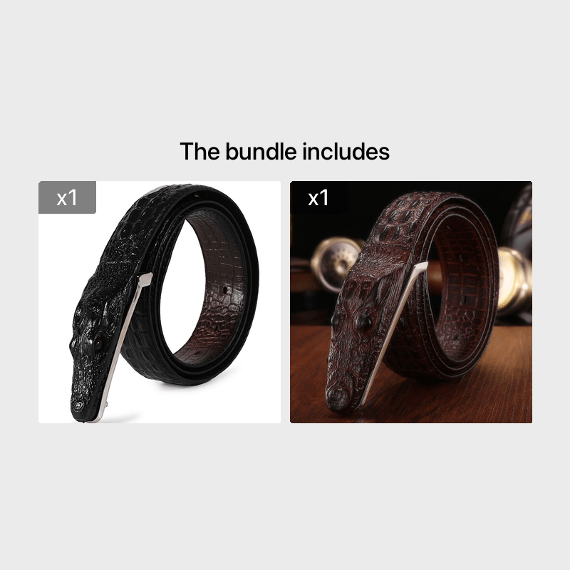 Men'S Black Crocodile Pattern Belt with Smooth Alloy Buckle - Casual Style, Genuine Leather, Perfect for Casual Attire