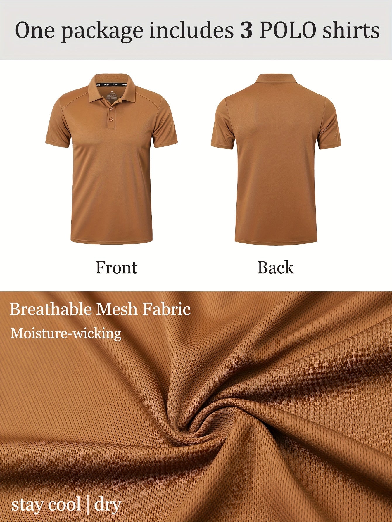 3 Pack Men'S Golf Polo Shirts Casual Short Sleeve Quick-Dry Athletic Solid Color Golf T-Shirt Moisture Wicking Shirts Tees Tops for Men