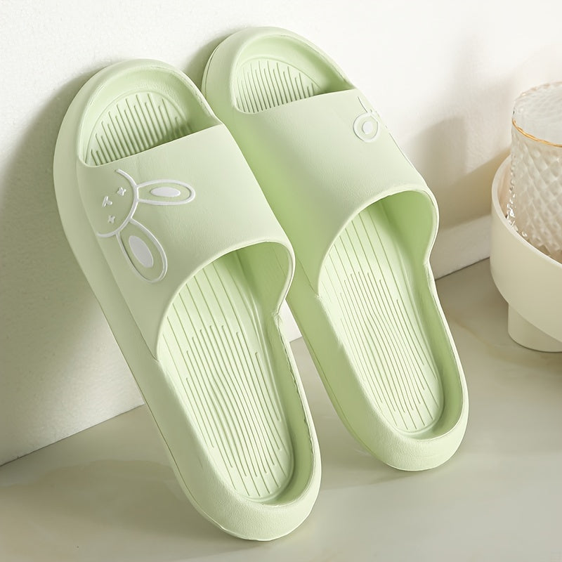 Ultra-Comfy Womens Kawaii Rabbit Pillow Slides - Soft Non-slip EVA Open Toe Slippers for Indoor Home Relaxation - Durable & Quick-dry Bathroom Slippers