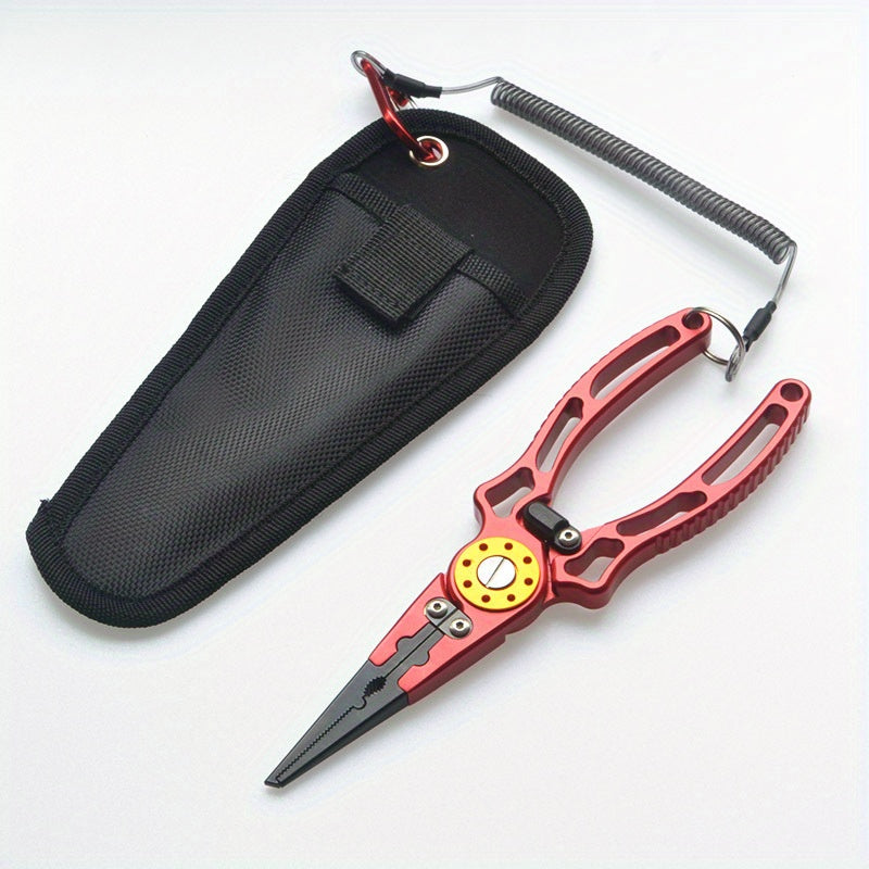 1pc Premium Aluminum Alloy Multifunctional Fishing Pliers with Scissors - Ultimate Outdoor Fishing Companion for Efficient Fish Control, Cutting Fishing Line, and Crimping Hooks - Durable, Corrosion-Resistant, and Ergonomic D