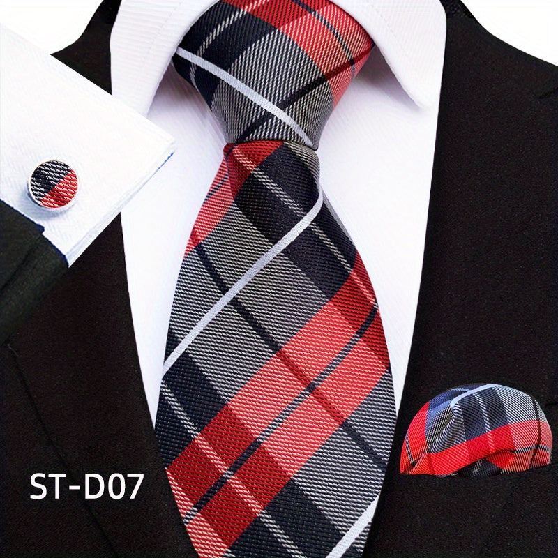 Three-Piece Gentlemans Accessory Set - Stylish Paisley Pattern Tie, Pocket Square, and Cufflinks - Perfect Gift Idea for Men on Special Occasions