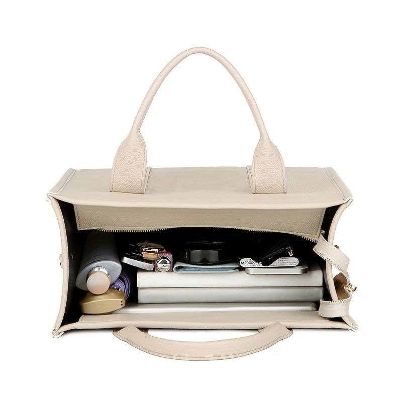 Chic Everyday Womens Tote - Durable PU Leather, Spacious Satchel with Top Handle - Ideal for Work & Casual Outings