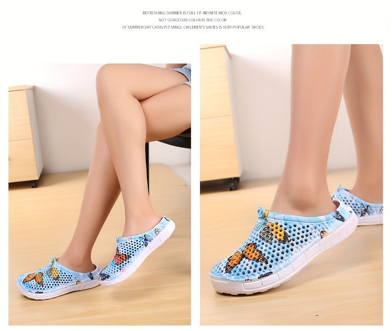 Women's Fashion Butterfly Pattern Hole Slippers, Summer Non-slip Beach Slippers for Koningsdag/King's Day