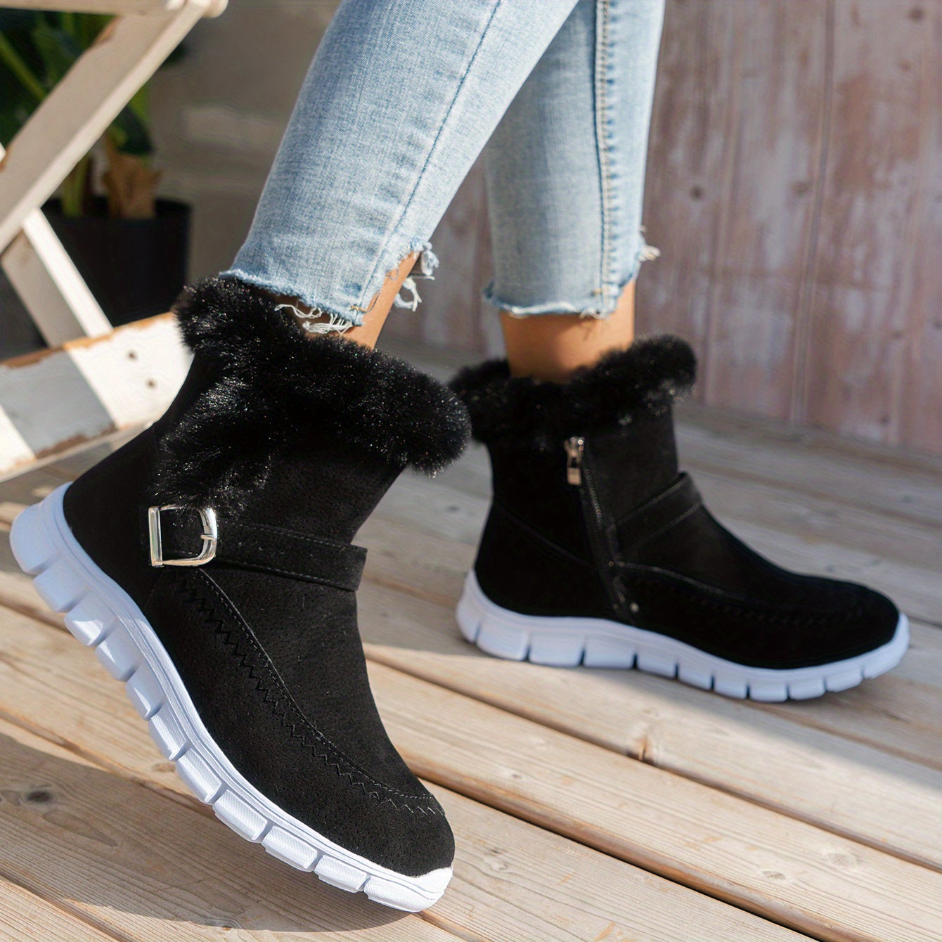 Cozy Velvet-Lined Snow Boots for Women: Easy Slip-On, Non-Slip, Warm & Stylish, with Side Zipper – Perfect for Winter