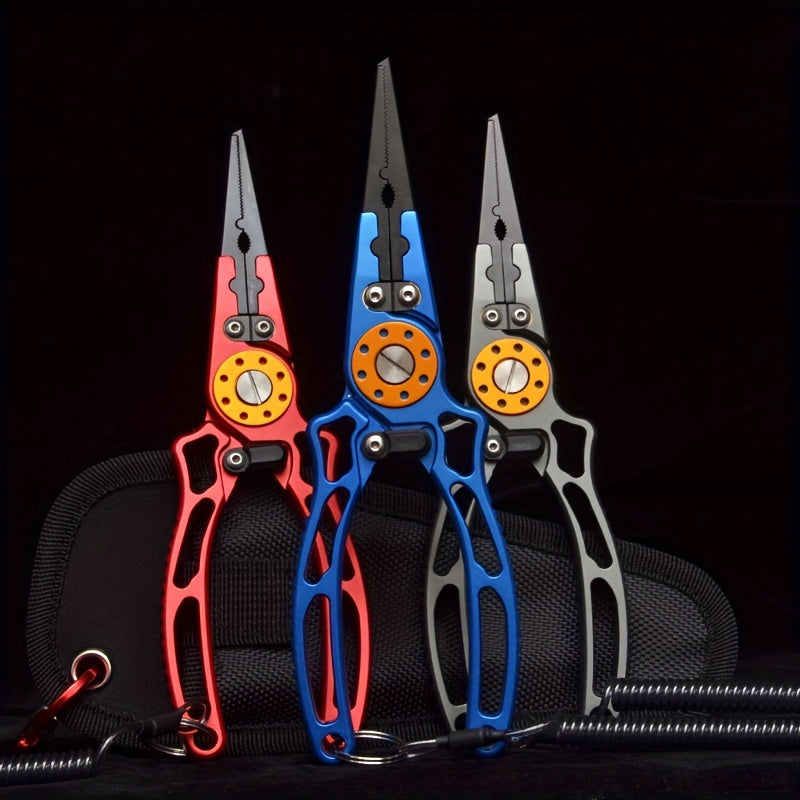 1pc Premium Aluminum Alloy Multifunctional Fishing Pliers with Scissors - Ultimate Outdoor Fishing Companion for Efficient Fish Control, Cutting Fishing Line, and Crimping Hooks - Durable, Corrosion-Resistant, and Ergonomic D