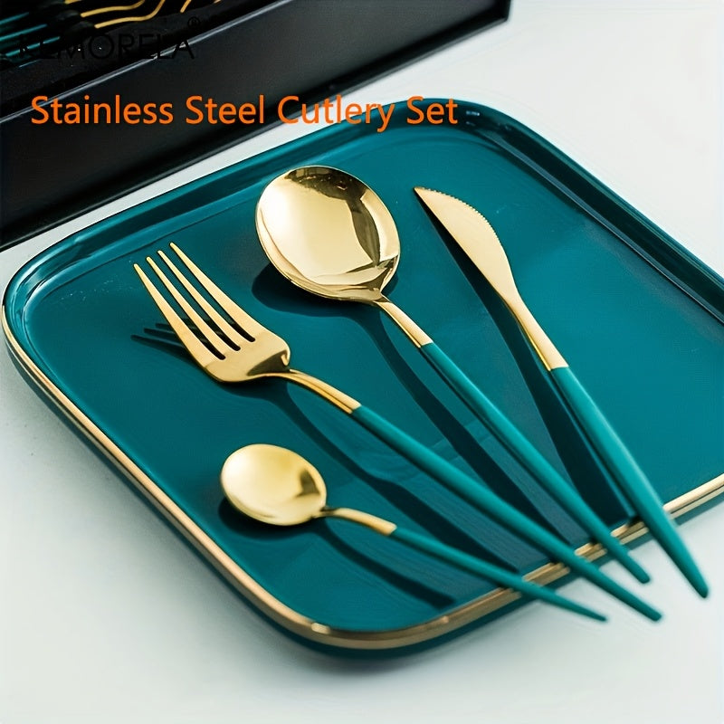 24pcs Stainless Steel Cutlery Set | KEMORELA Luxury Kitchen Cutlery Dishwasher Safe, 304 Stainless Steel